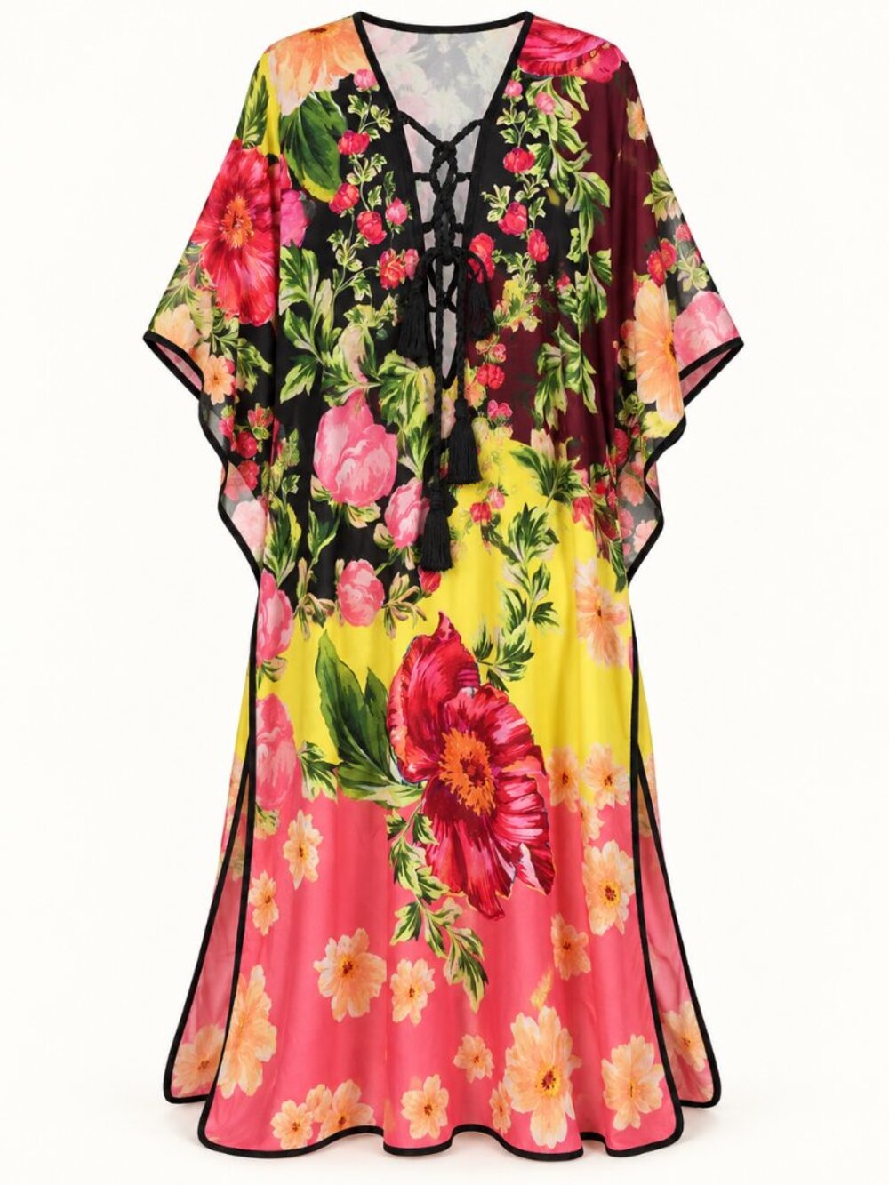 NWT Agua Bendita Selma Dawn Floral Maxi Cover-Up Tunic One Size Resort